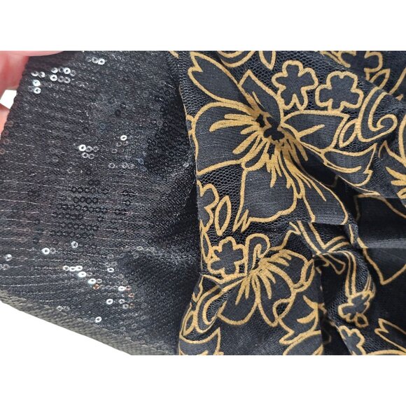 Black and Gold Floral Shimmer Cocktail Dress / Party Dress - Plenty Dresses by T - Picture 11 of 13